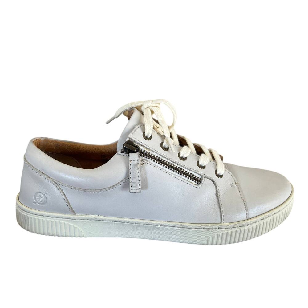 Born Paloma Leather Side Zip Sneakers Oxford Cream White Womens Size 10M US - Picture 8 of 12